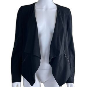 Akris Punto Women's Size 10 Black Drape Front Jersey Jacket Blazer Minimalist